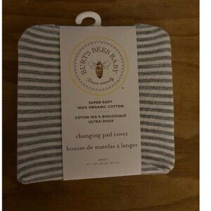 Burt's Bees Baby Changing Pad Cover Standard 16" x 32" 100% Organic Cotton Grey
